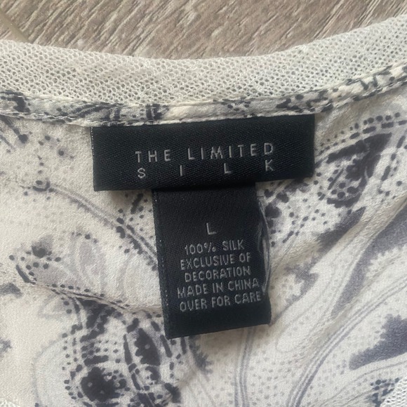 The Limited Y2K 100% Silk Grey Paisley Wrap Tie Waist Sleeveless Blouse Sz Large - Picture 3 of 4